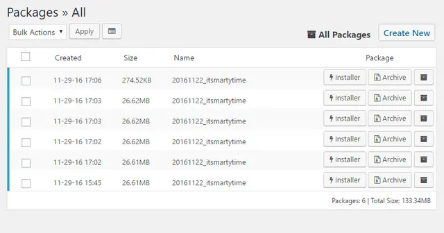Duplicator screenshot from its WordPress.org listing