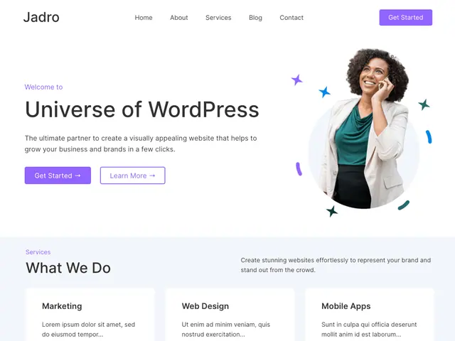 Jadro theme screenshot from its WordPress.org listing