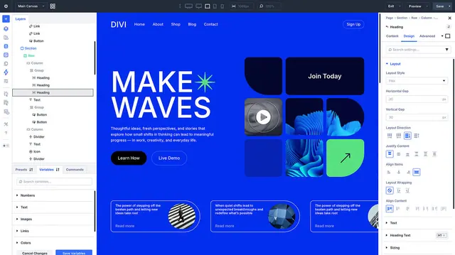 Divi visual builder preview from Elegant Themes