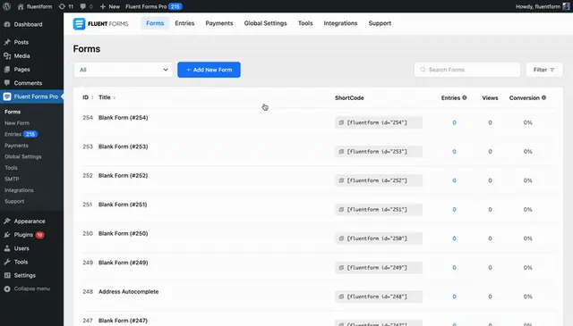 Fluent Forms screenshot from its WordPress.org listing