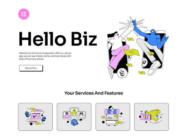 Hello Biz screenshot from its WordPress.org listing